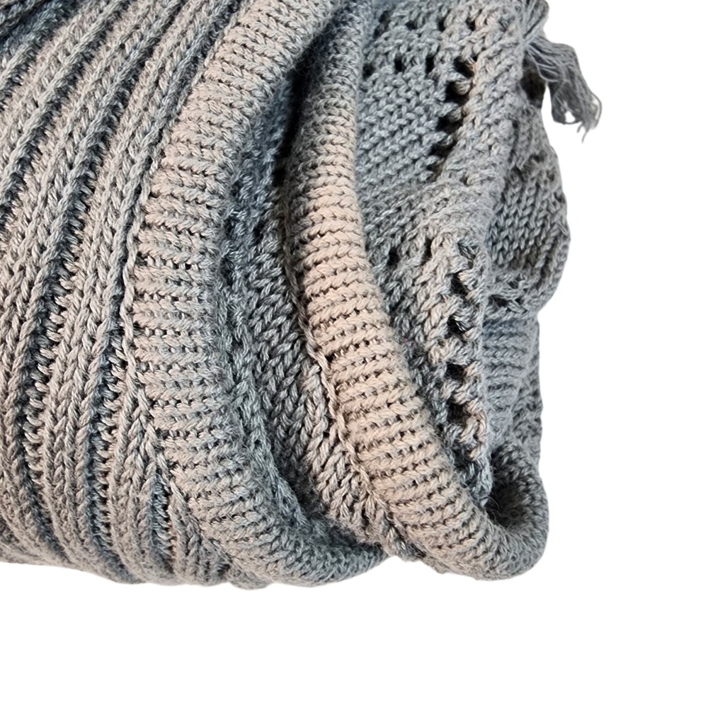 DECREE‎ Gray Crochet Knit Hooded Fringe Vest Cardigan Women's M M - Picture 10 of 10